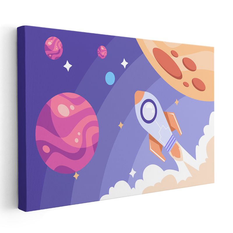 Gökyüzü Macerası - Uçak ve Bulutlar Kanvas Tablo