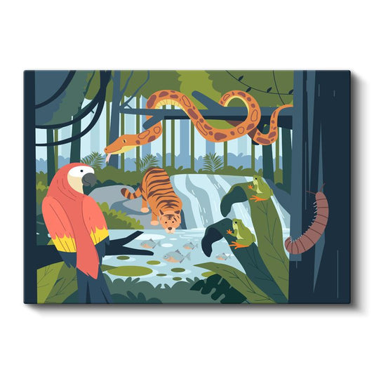 Yağmur Ormanı - Vahşi Hayvanlar Macerası Kanvas Tablo