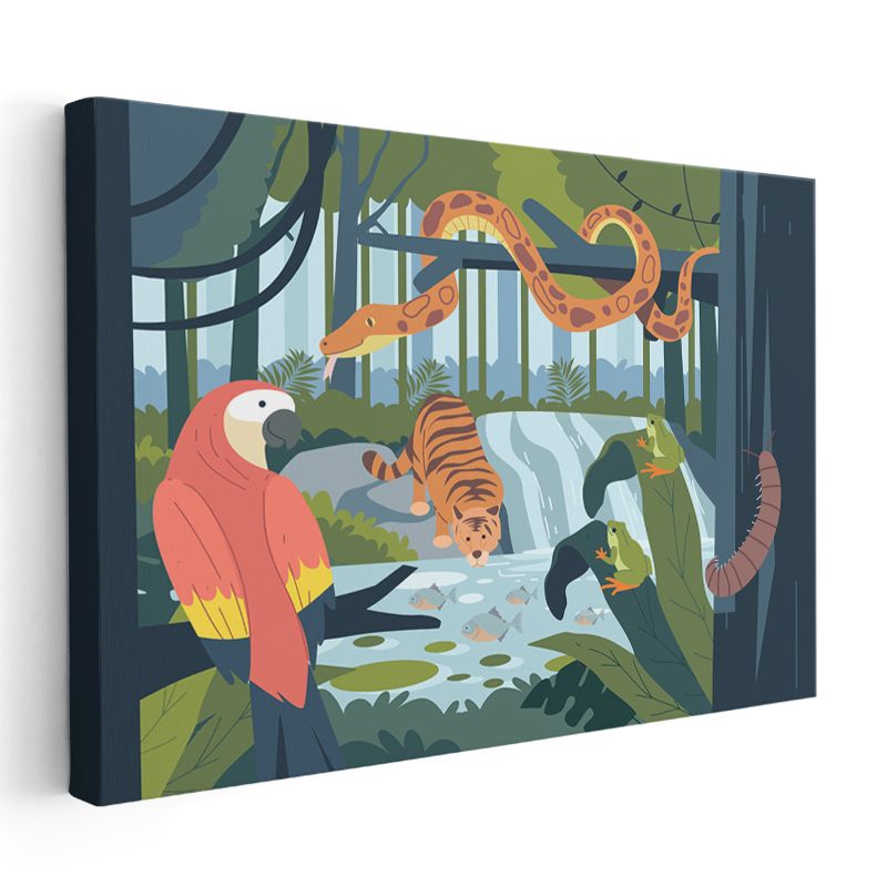 Yağmur Ormanı - Vahşi Hayvanlar Macerası Kanvas Tablo