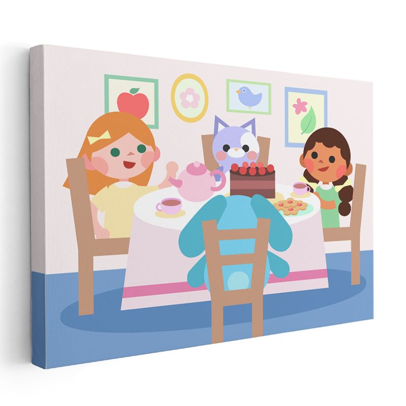 Çay Partisi - Sevimli Karakterler Eğlencesi Kanvas Tablo