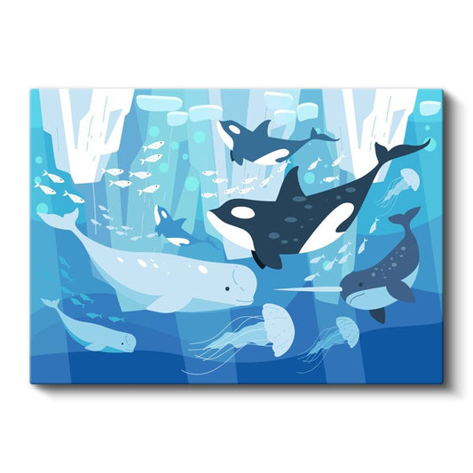Okyanus Dostları - Balinalar ve Deniz Canlıları Kanvas Tablo