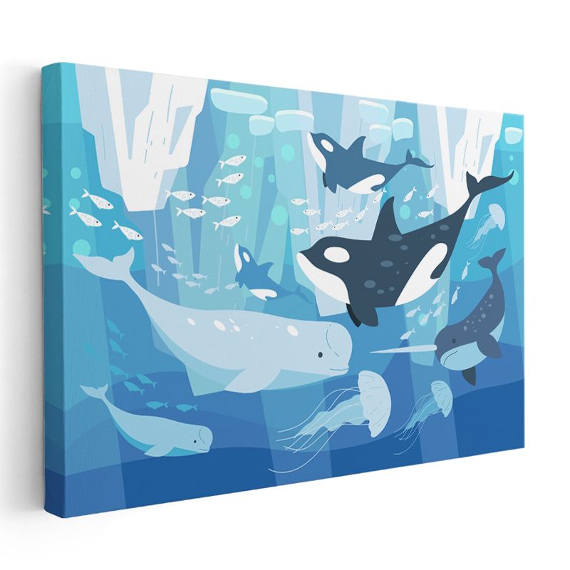 Okyanus Dostları - Balinalar ve Deniz Canlıları Kanvas Tablo