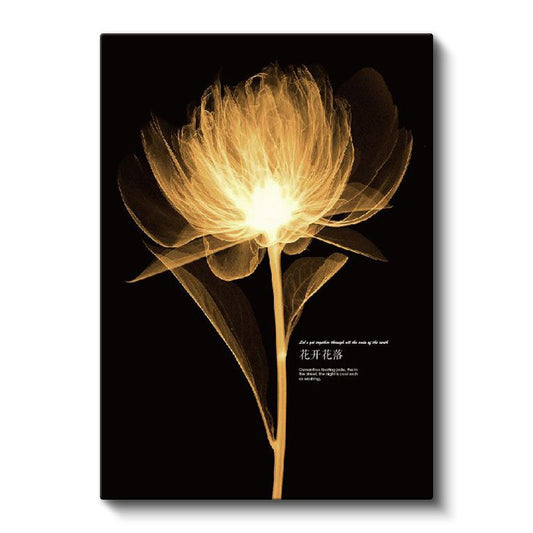 Altın Şakayık - Siyah Fonda Işıklı Çiçek Kanvas Tablo