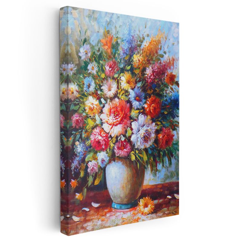 Renkli Çiçek Şöleni - Empresyonist Tarzda Çiçek Aranjmanı Kanvas Tablo
