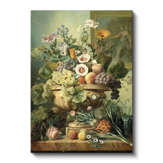 Klasik Meyve ve Çiçek - Zengin Detaylı Natürmort Kanvas Tablo