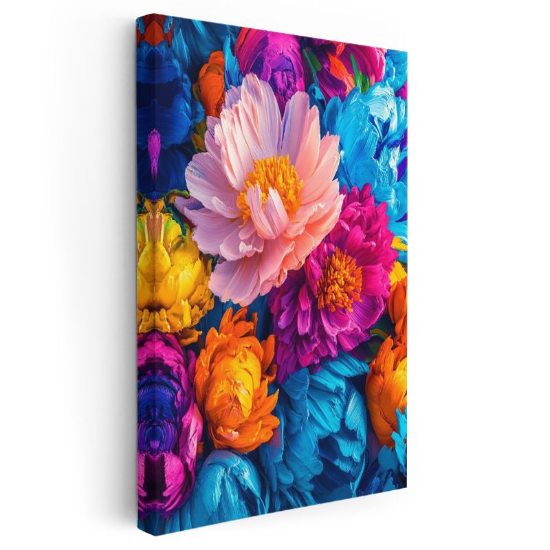 Renkli Şakayıklar - Canlı Renklerde Çiçek Kompozisyonu Kanvas Tablo