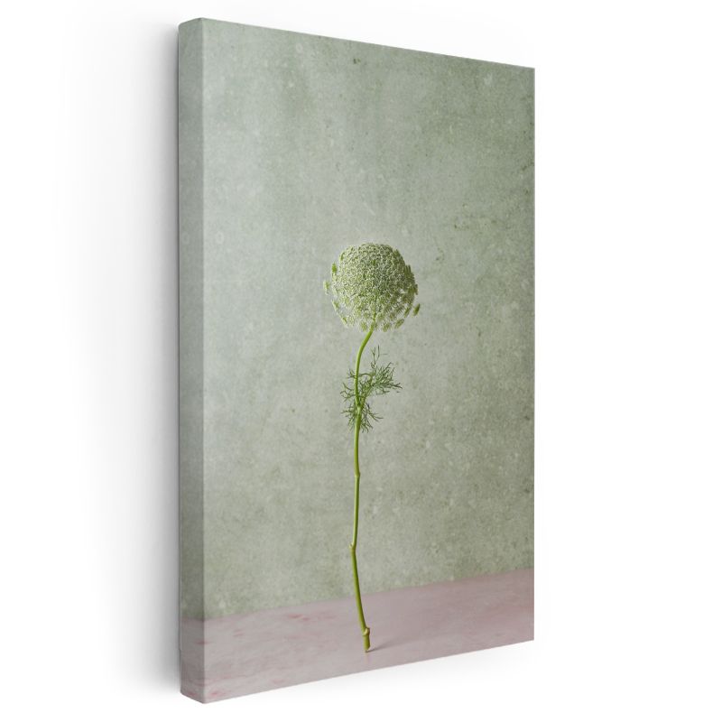 Yeşil Çiçek Tomurcuğu - Minimalist Botanik Detay Kanvas Tablo