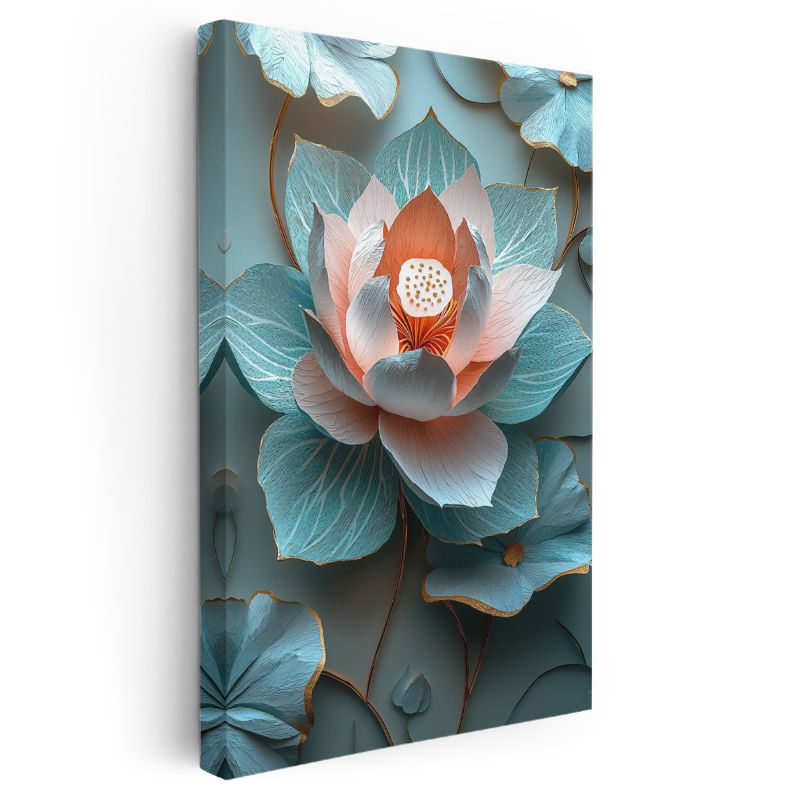 Turkuaz Lotus - Egzotik Mavi Nilüfer Çiçeği Kanvas Tablo