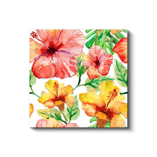 Tropikal Hibiskus - Canlı Renkli Yaz Çiçekleri Kanvas Tablo