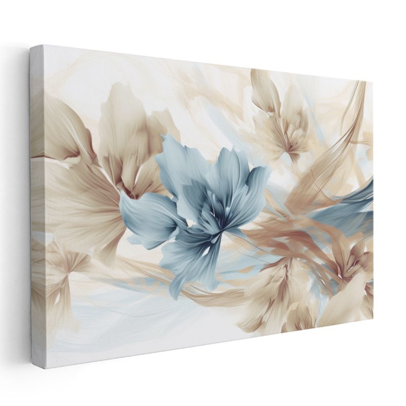 Sulu Boya Yapraklar - Minimalist Çiçek Deseni Kanvas Tablo