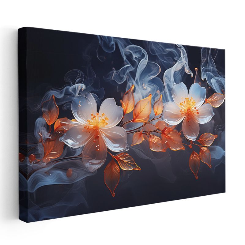 Beyaz Gelincikler - Sonbahar Tonları Kanvas Tablo