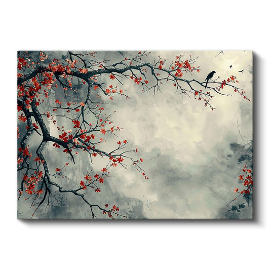 Mavi Çiçek İkilisi - Altın Detaylı Minimalist Tasarım Kanvas Tablo