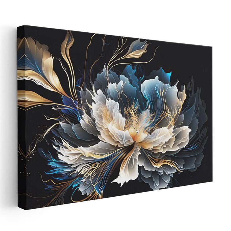 Şakayık Çiçekleri - Altın Işıltılı Pembe Gül Buketleri Kanvas Tablo