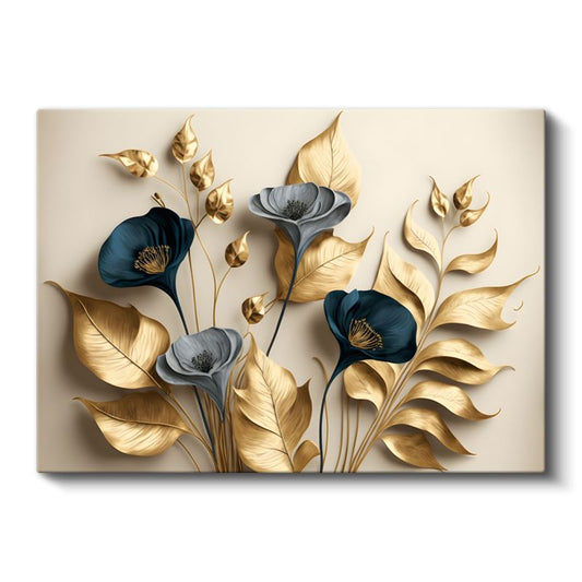 Kırmızı Çiçekli Dal - Sisli Manzarada Japon Tarzı Çiçek Dalı Kanvas Tablo