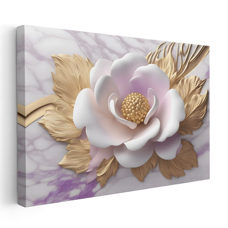 Altın Tomurcuklar - Siyah Fonda Zarif Çiçek Tasarımı Kanvas Tablo