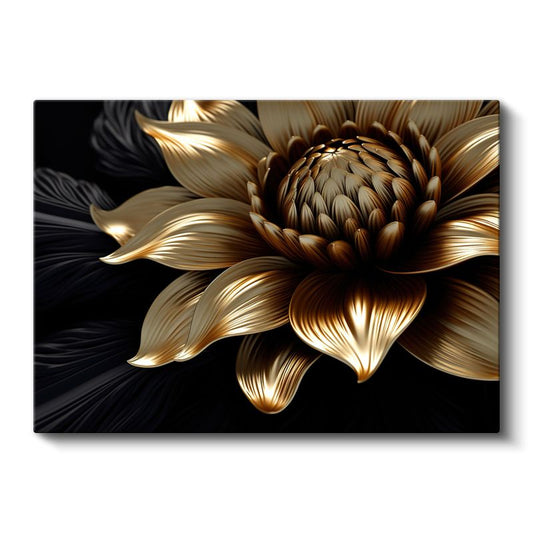 Altın Mavi Çiçekler - Krem Fonda Zarif Çiçek Aranjmanı Kanvas Tablo