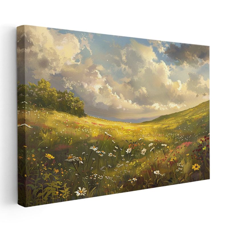 Altın Yapraklar - Siyah Fonda Lüks Botanik Tasarım Kanvas Tablo