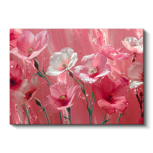 Pembe Zambaklar - Bakır Tonlu Çiçek Aranjmanı Kanvas Tablo