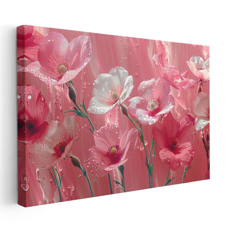 Pembe Zambaklar - Bakır Tonlu Çiçek Aranjmanı Kanvas Tablo