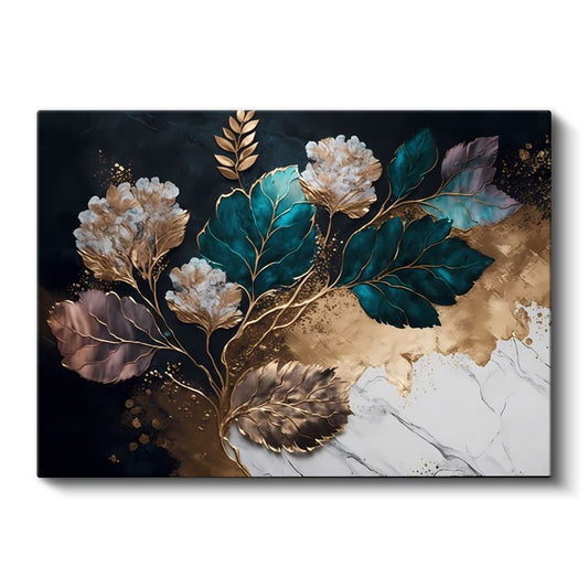 Beyaz Laleler - Mavi Tonlu Zarif Çiçek Deseni Kanvas Tablo