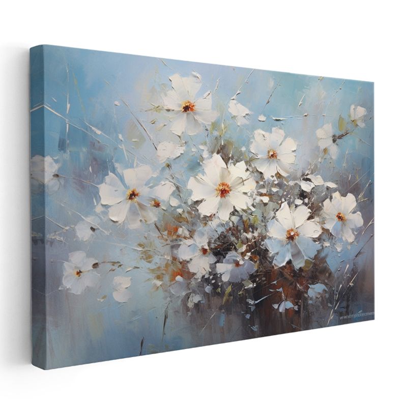 Kır Çiçekleri - Altın Işıklı Çayır Manzarası Kanvas Tablo