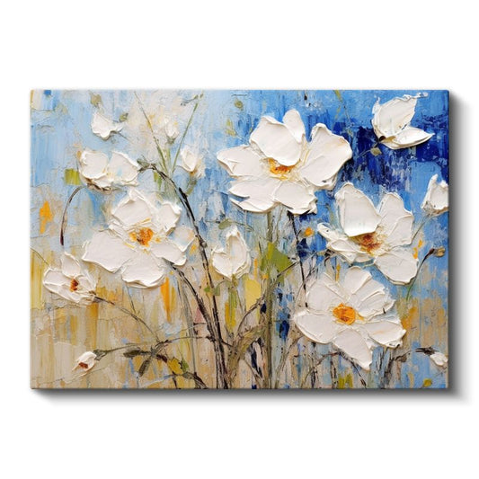 Pembe Çiçekler - Altın Detaylı D Çiçek Tasarımı Kanvas Tablo