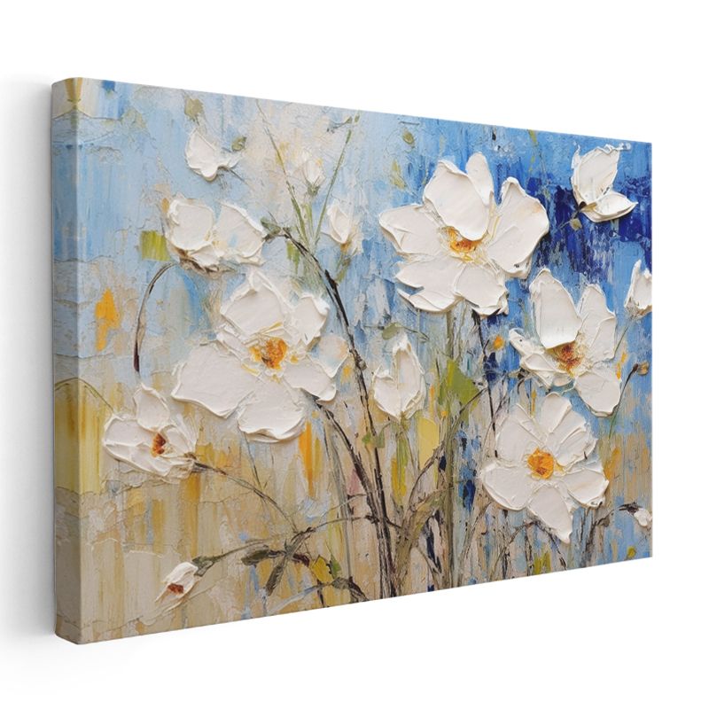 Pembe Çiçekler - Altın Detaylı D Çiçek Tasarımı Kanvas Tablo