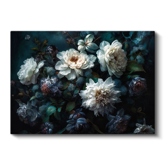 Beyaz Kamelya - Gri Fonda Minimalist Çiçek Portresi Kanvas Tablo