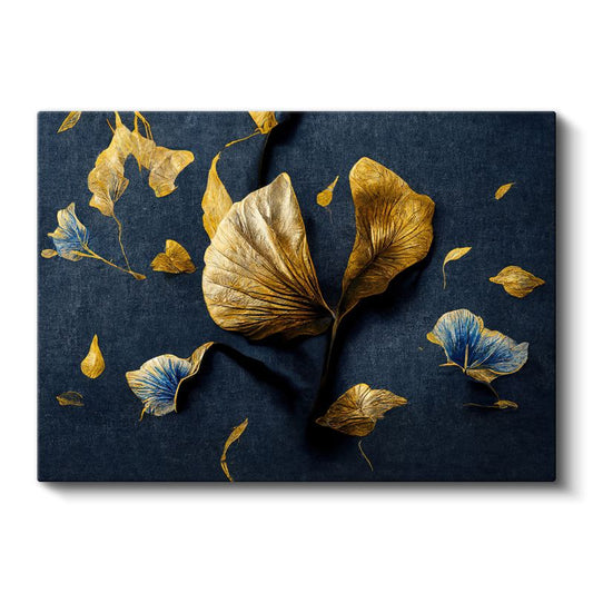 Beyaz Çiçek - Gri Altın Detaylı Tekstürlü Tasarım Kanvas Tablo