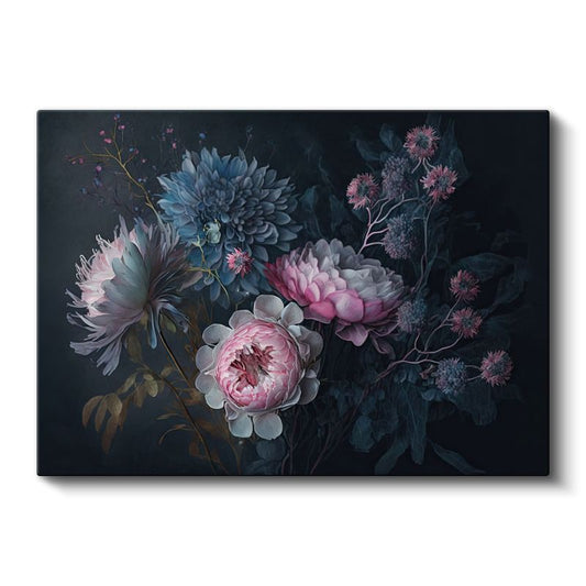 Kır Çiçekleri - Vintage Vazo Buket Kompozisyonu Kanvas Tablo