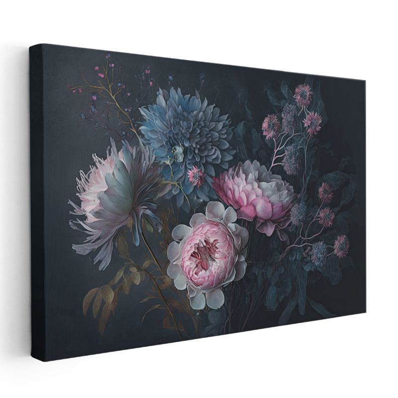 Kır Çiçekleri - Vintage Vazo Buket Kompozisyonu Kanvas Tablo