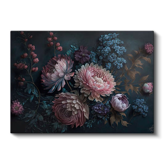 Renkli Çiçekler - Soyut Çiçek Bahçesi Kanvas Tablo