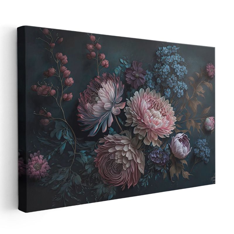 Renkli Çiçekler - Soyut Çiçek Bahçesi Kanvas Tablo