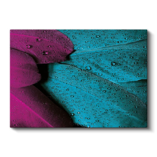 Yaprak Detayı - Mor ve Turkuaz Tonlarda Çarpıcı Makro Çekim Kanvas Tablo