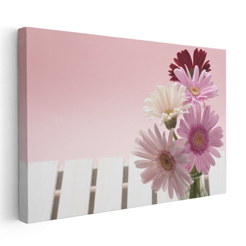 Pembe Gerbera - Romantik Çiçek Buketi Kanvas Tablo