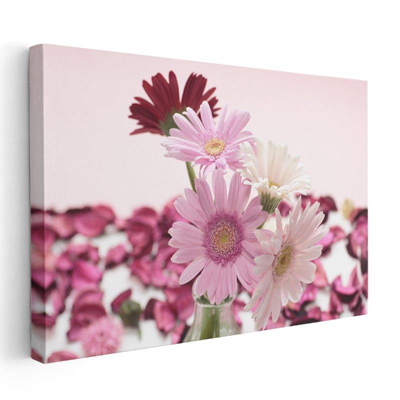 Pembe Gerbera Buketi - Zarif Çiçek Aranjmanı Kanvas Tablo