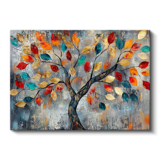 Renkli Yapraklar - Sonbahar Geçişli Dekoratif Kanvas Tablo