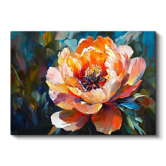 Turuncu Şakayık - Yağlı Boya Tekniğiyle Çiçek Portresi Kanvas Tablo