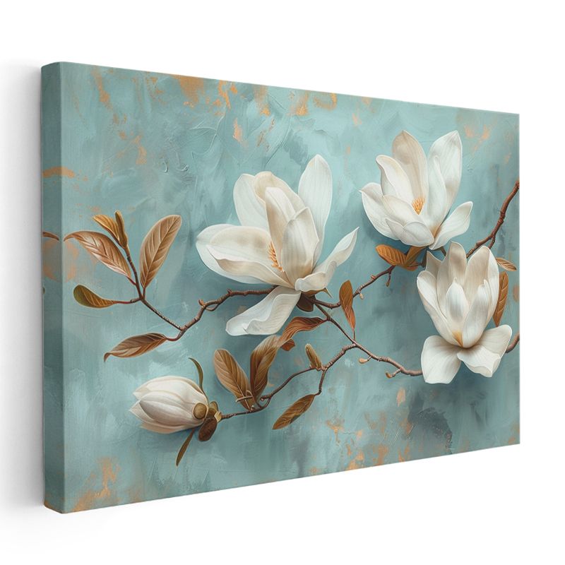 Kuru Çiçekler - Kahverengi Fonda Doğal Bitki Kompozisyonu Kanvas Tablo