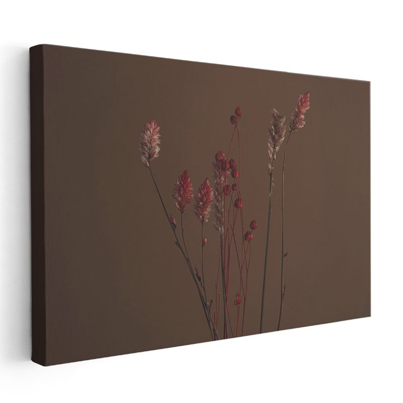 Beyaz Çiçek Ağacı - Altın Gövdeli Zarif Dekoratif Heykel Kanvas Tablo