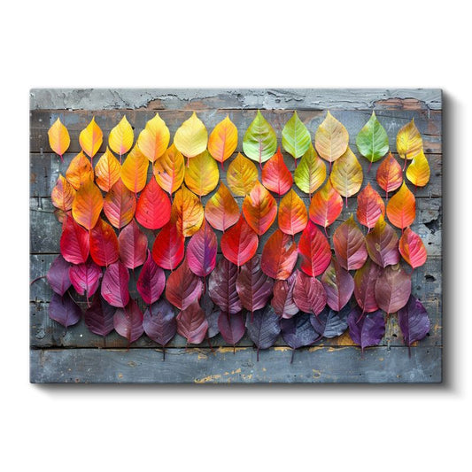 Sonbahar Renkleri - Degrade Yaprak Dizilimi Kanvas Tablo