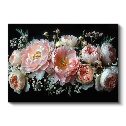 Şakayık Buketi - Zarif Pembe Tonlarda Çiçek Kompozisyonu Kanvas Tablo