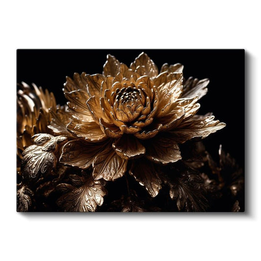 Altın Çiçek - Metalik Parıltılı Sanatsal Tasarım Kanvas Tablo