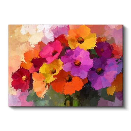 Renk Cümbüşü - Canlı Tonlarda Soyut Çiçek Kompozisyonu Kanvas Tablo
