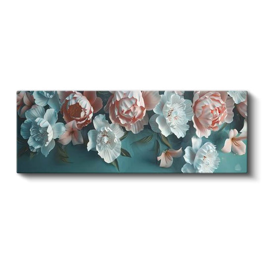 Krem Güller - Siyah Fonda Kabartma Görünümlü Çiçek Serisi Kanvas Tablo