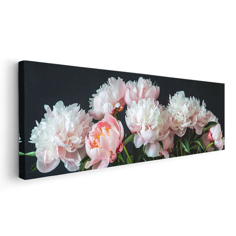 Pembe Güller - Turkuaz Fonda Kabartma Görünümlü Çiçek Serisi Kanvas Tablo