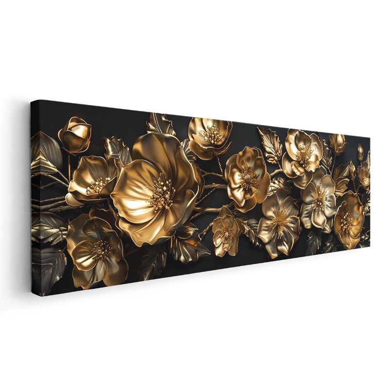 Pembe Kiraz Çiçekleri - Turkuaz Şeritli Modern Tasarım Kanvas Tablo