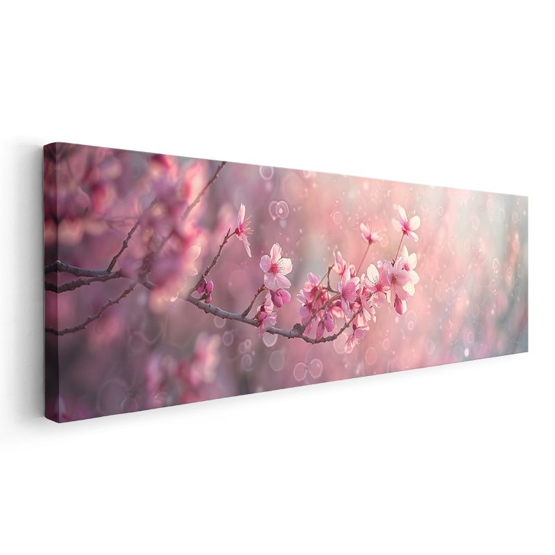 Pembe Kiraz Çiçekleri - Romantik Bahar Dalı Kanvas Tablo