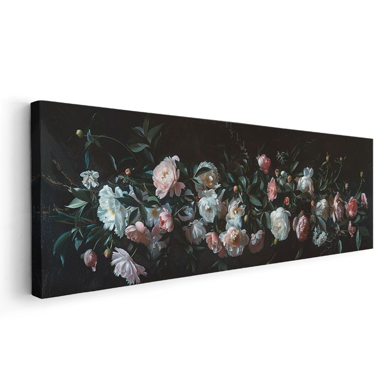 Zarif Güller - Klasik Yağlı Boya Tarzında Pembe ve Beyaz Gül Kompozisyonu Kanvas Tablo