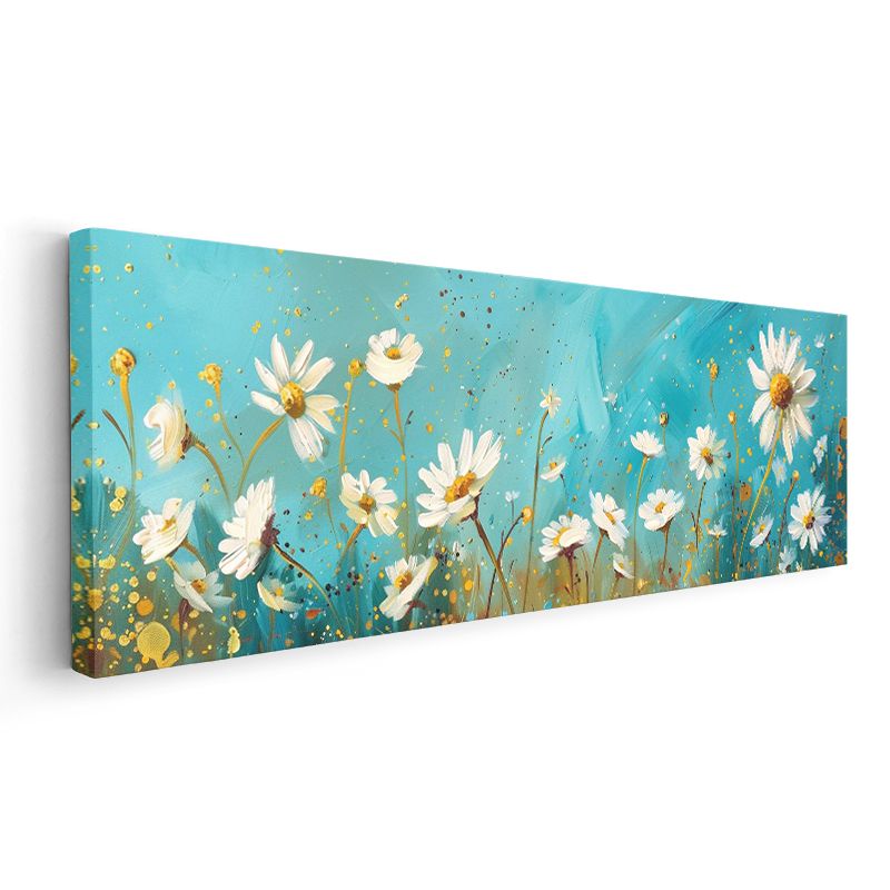 Papatya Tarlası - Mavi Gökyüzü Altında Beyaz Çiçekler Sanatsal Kompozisyon Kanvas Tablo